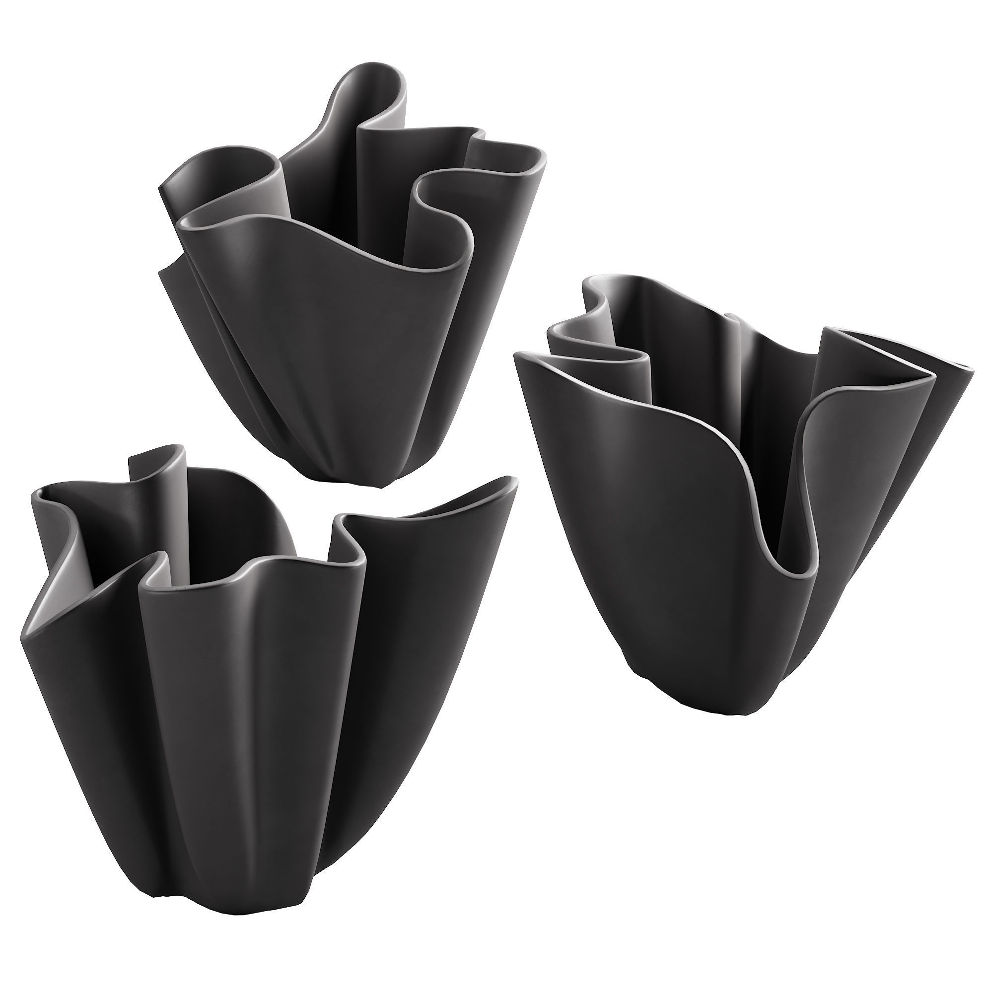 368 decorative vases and pots 06 deformed folded relief vase 05 3D model_3