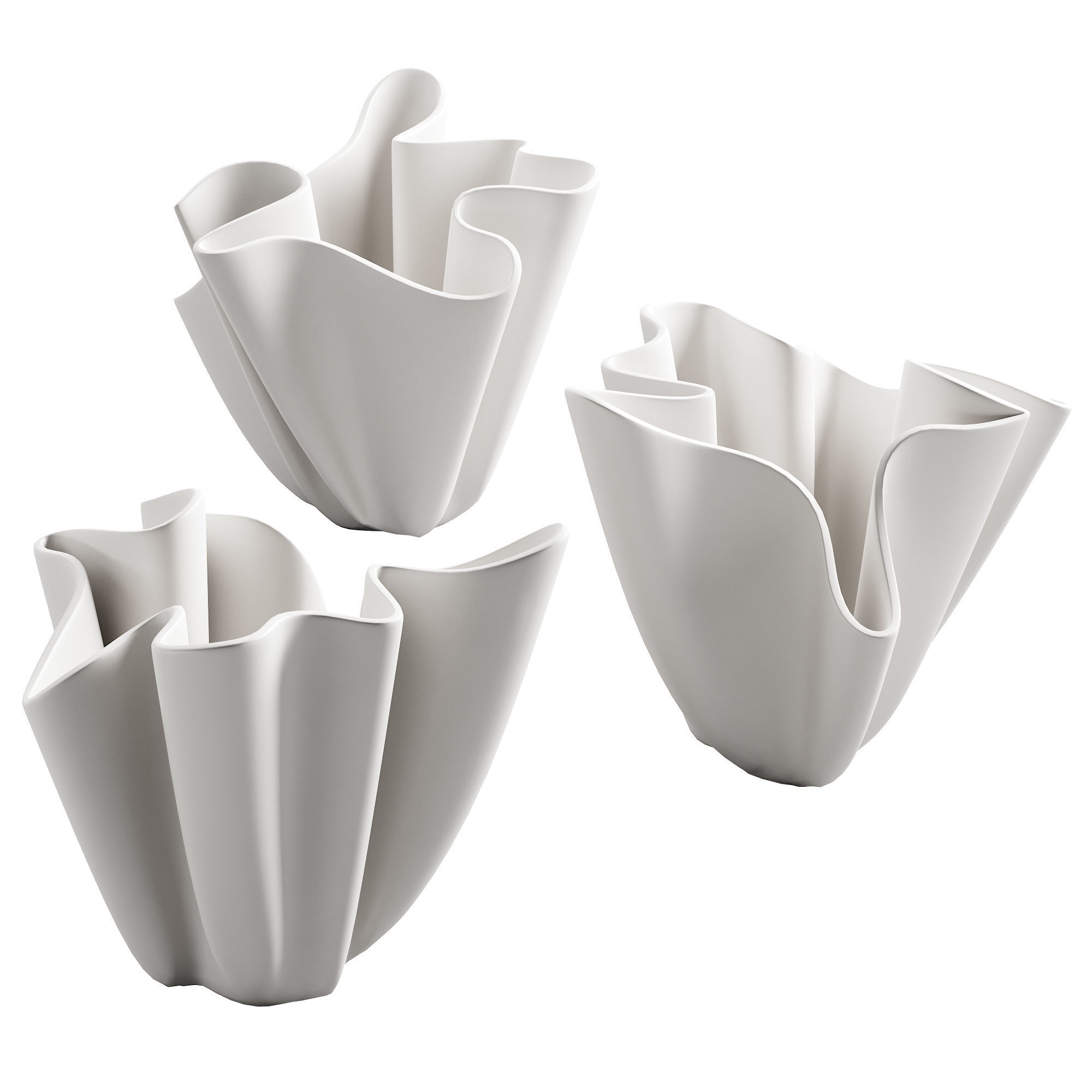 368 decorative vases and pots 06 deformed folded relief vase 05 3D model_4