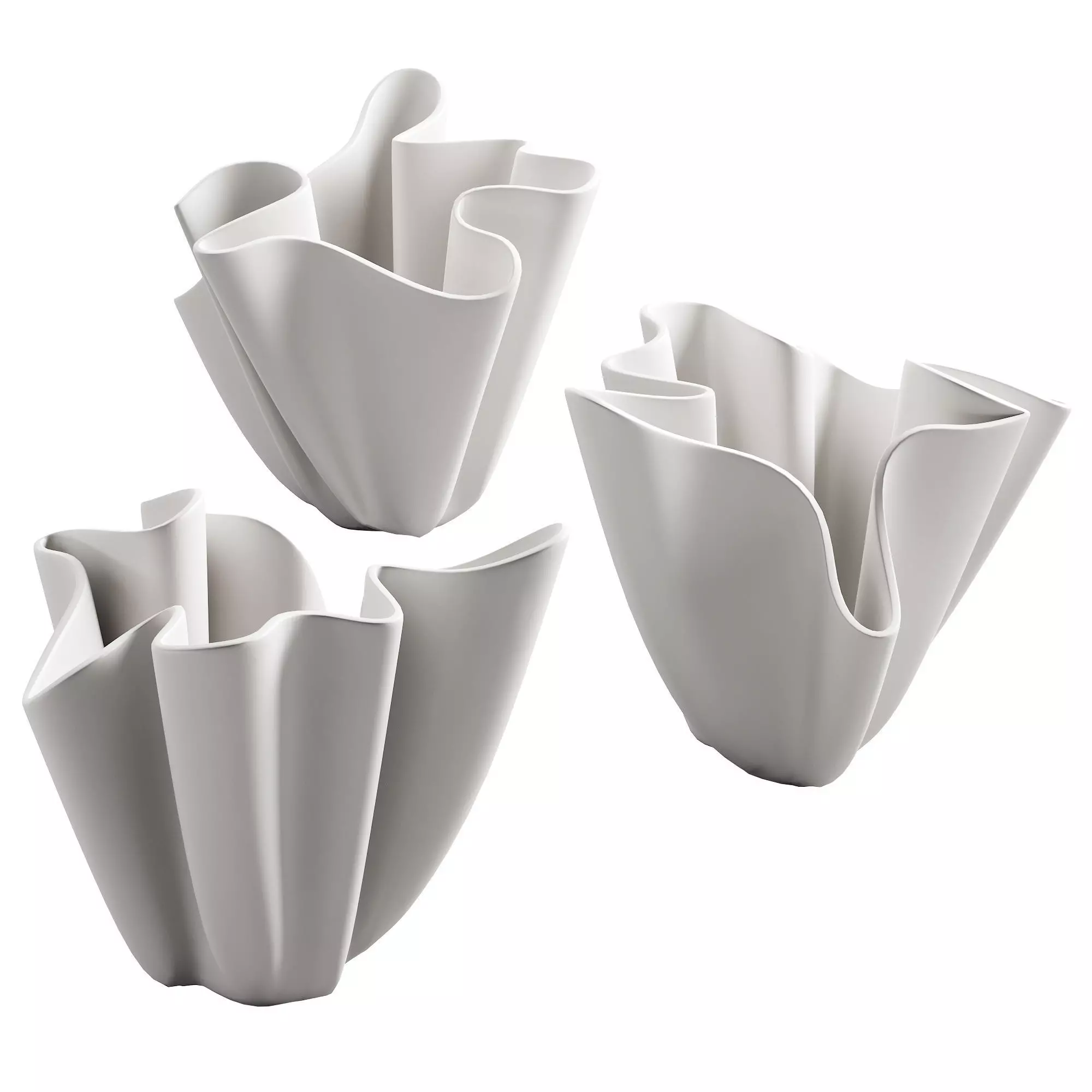 368 decorative vases and pots 06 deformed folded relief vase 05 3D model_0