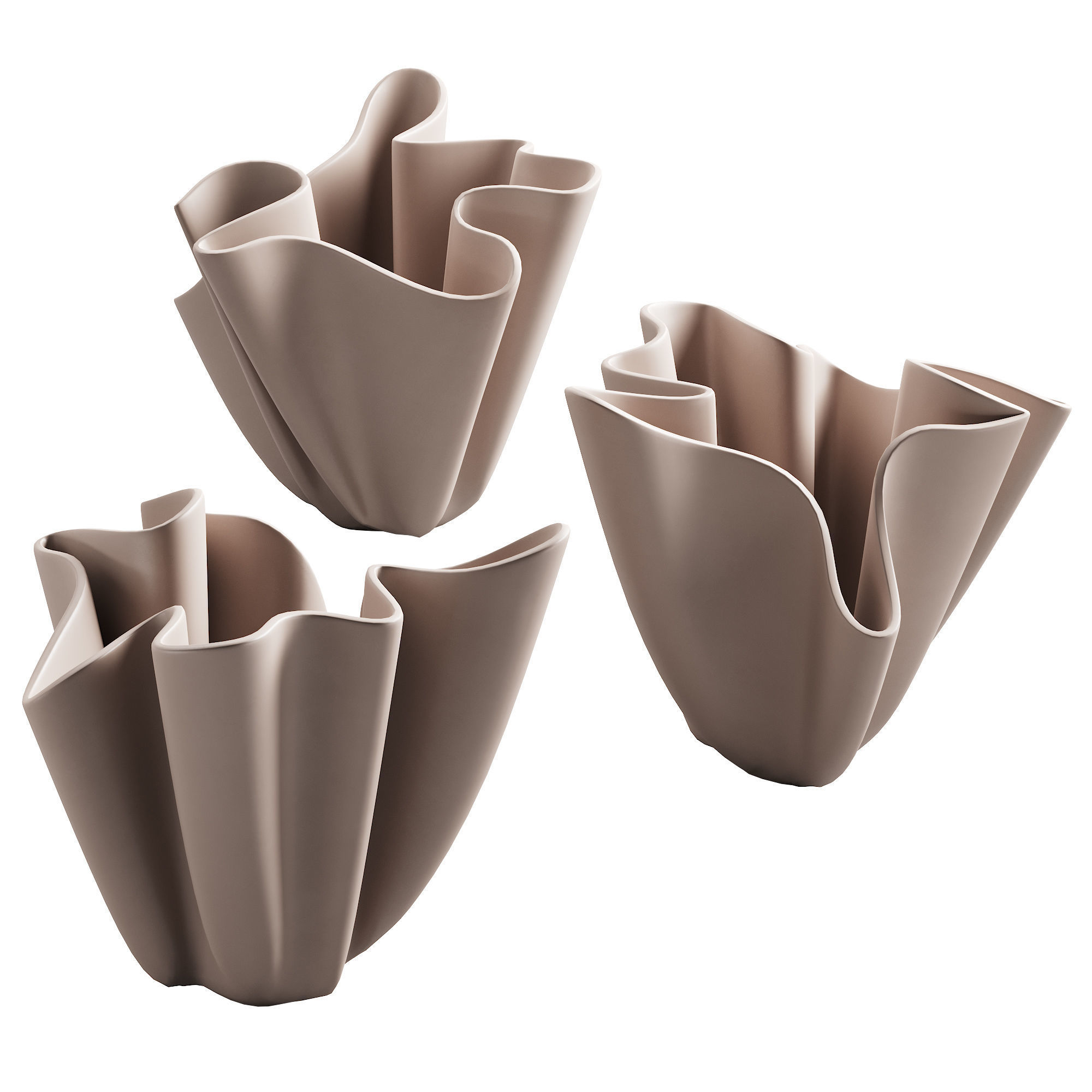 368 decorative vases and pots 06 deformed folded relief vase 05 3D model_2