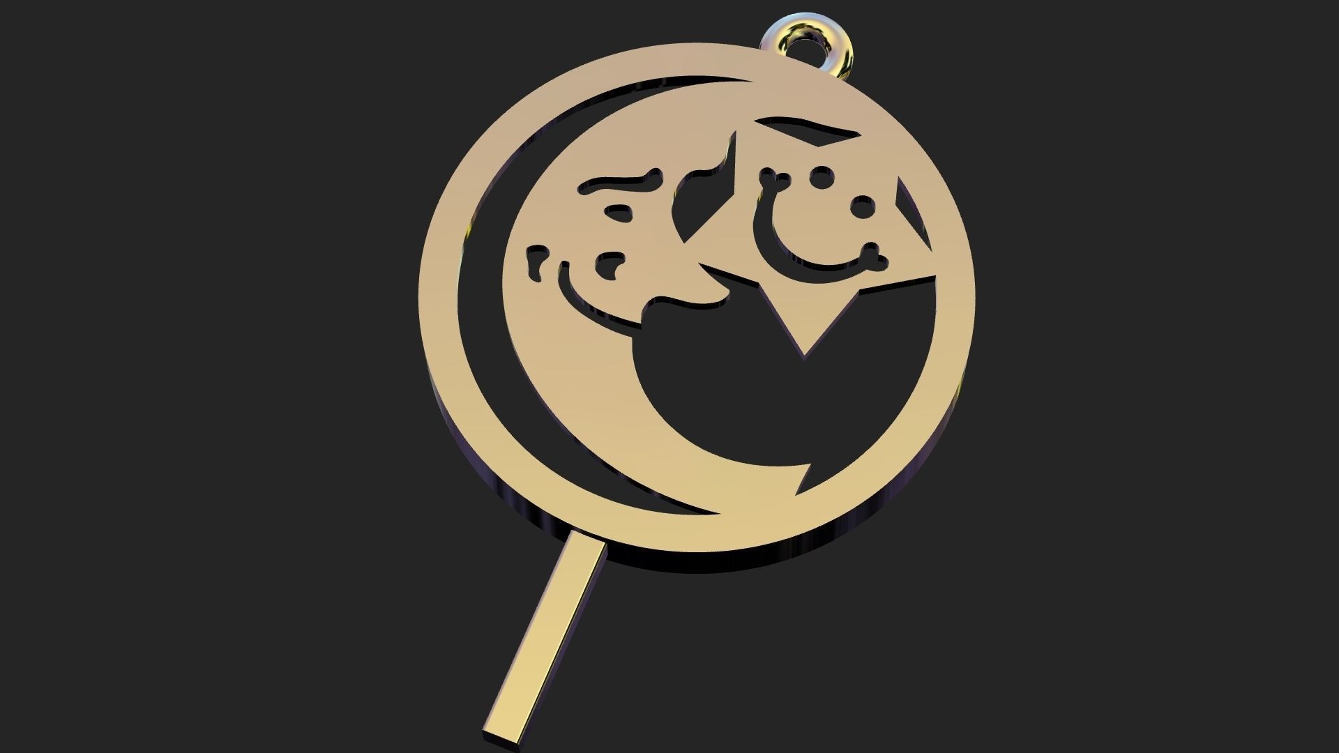 Moon and smiling star pendant 3D print model_8