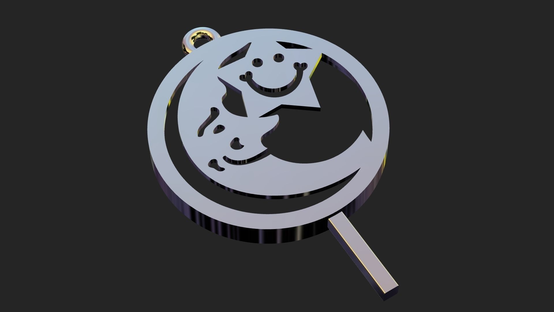 Moon and smiling star pendant 3D print model_10