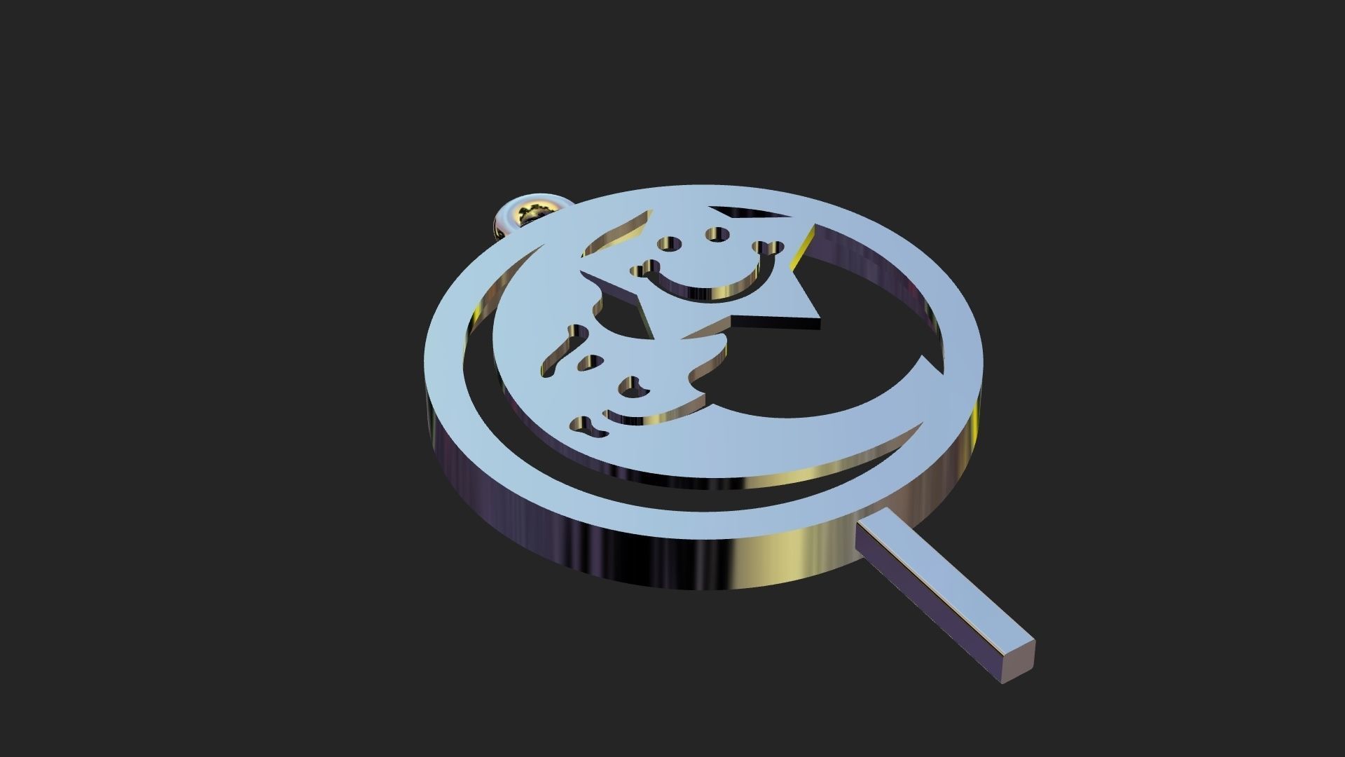 Moon and smiling star pendant 3D print model_4