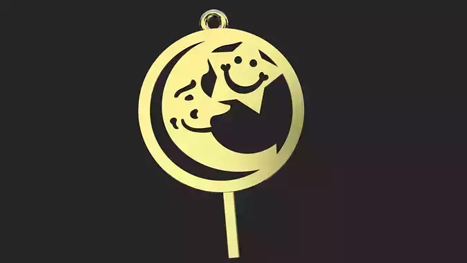 Moon and smiling star pendant