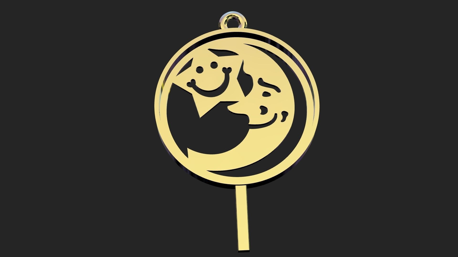 Moon and smiling star pendant 3D print model_12