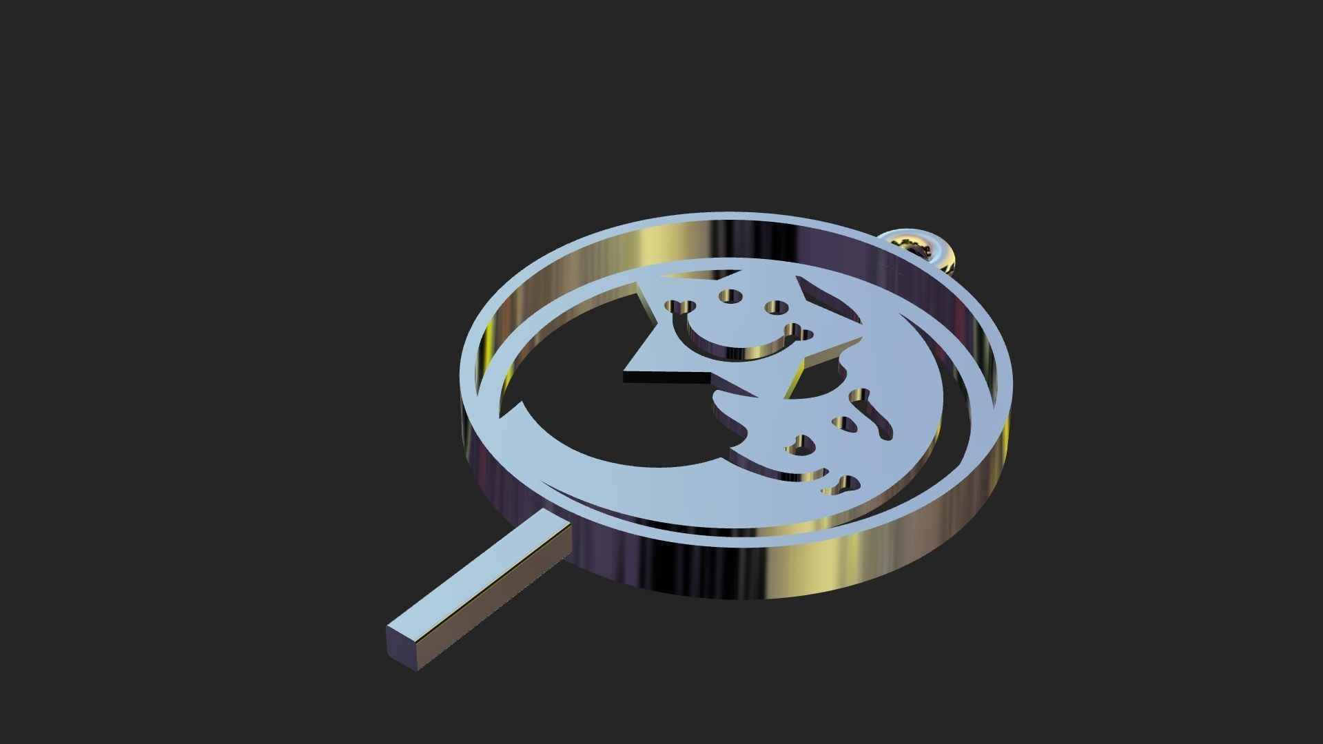 Moon and smiling star pendant 3D print model_14