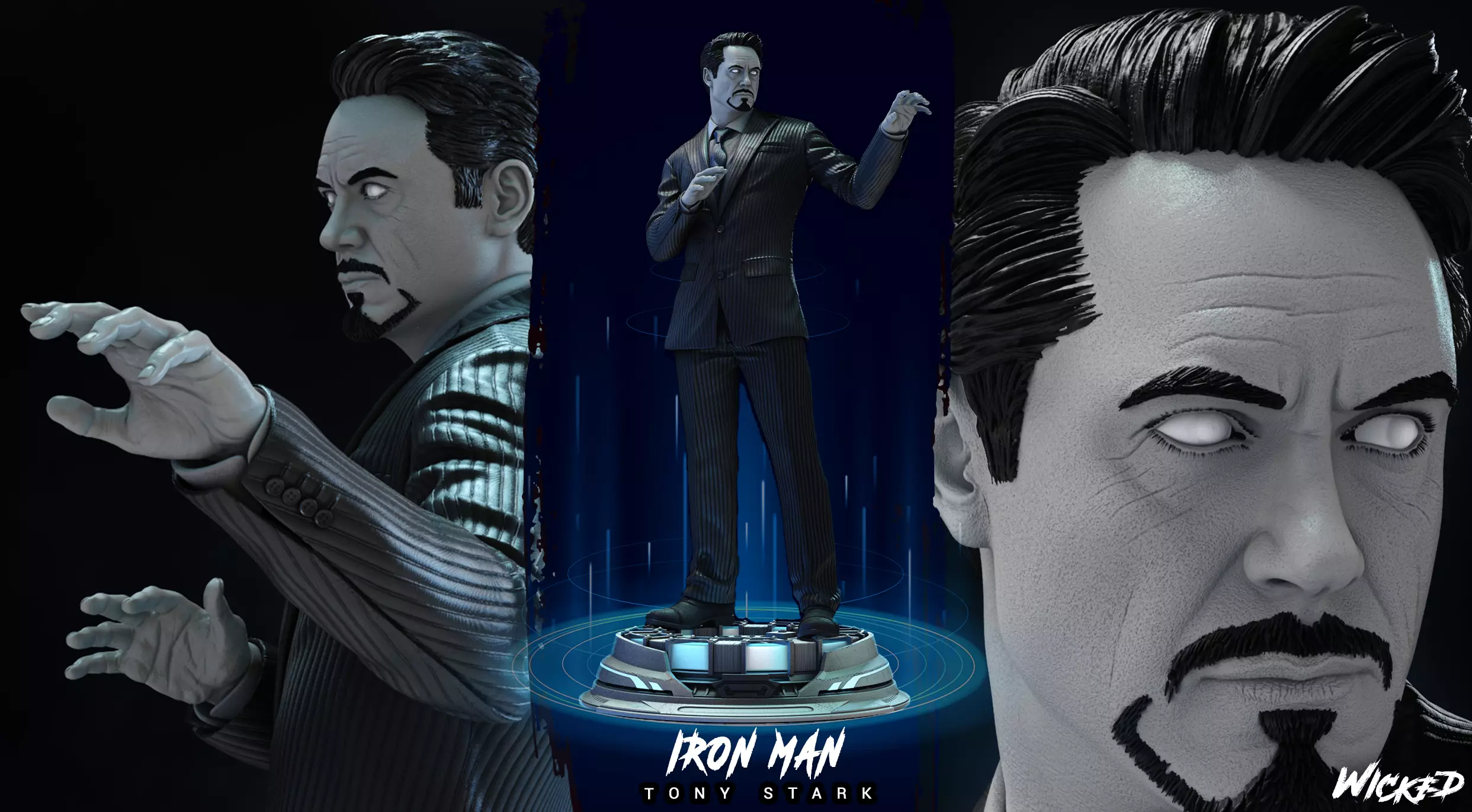 Wicked Marvel Tony Stark Sculpture ready for 3d printing 3D print model