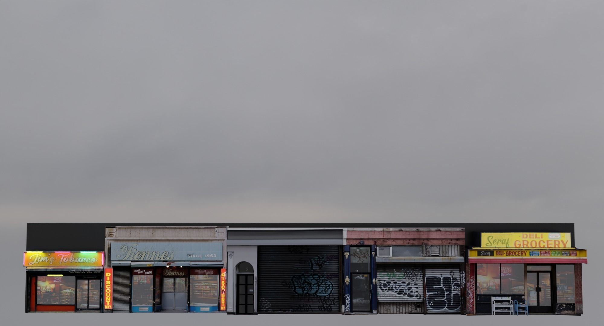 Store Fronts - 4 Pack Low-poly 3D model_7