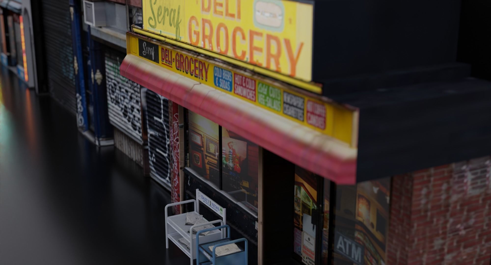 Store Fronts - 4 Pack Low-poly 3D model_6