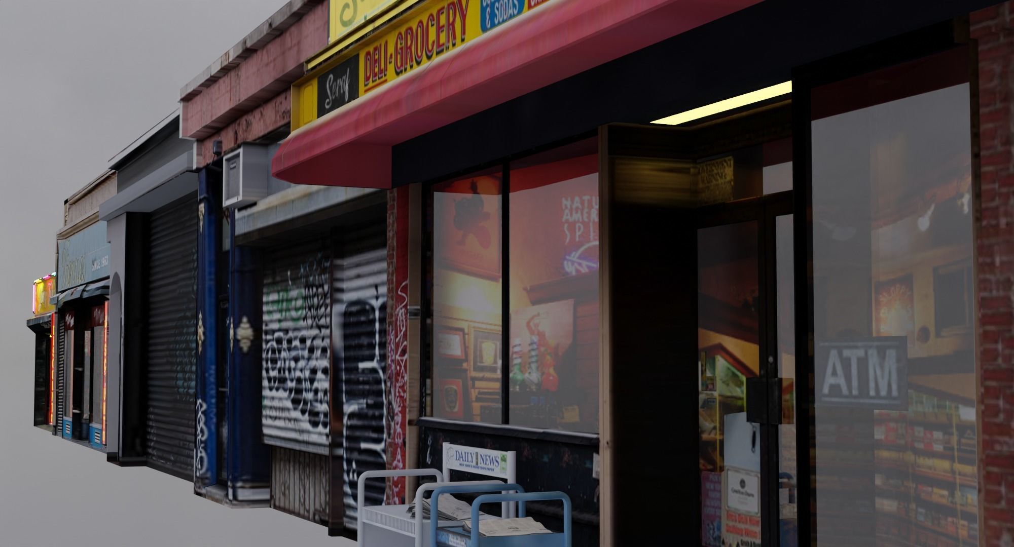 Store Fronts - 4 Pack Low-poly 3D model_3