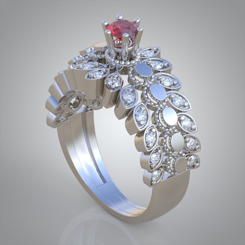 Diamond ring 0455 3D printable model 8 3D print model_4