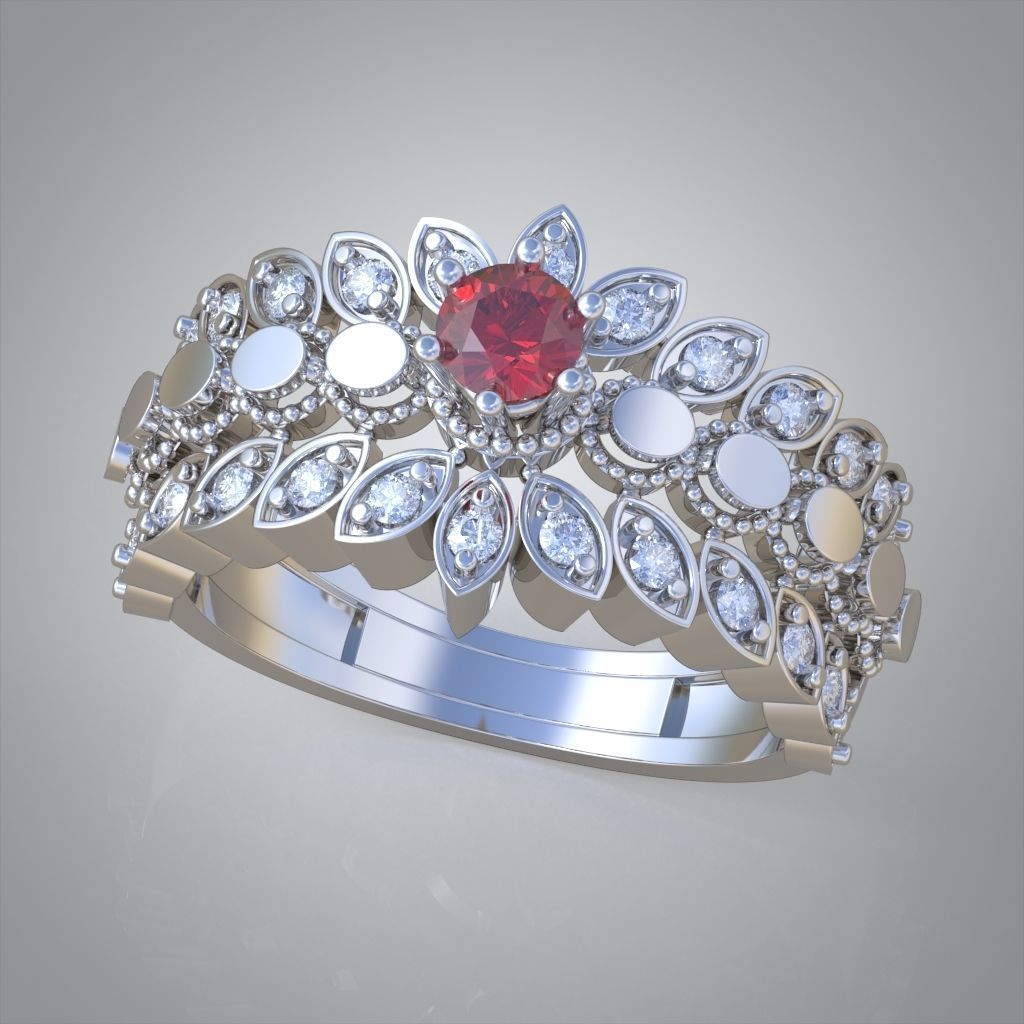 Diamond ring 0455 3D printable model 8 3D print model_3