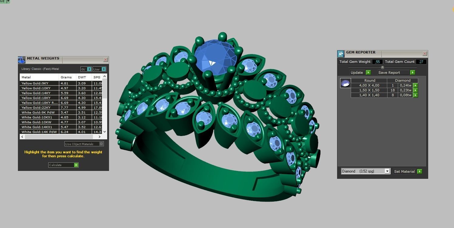Diamond ring 0455 3D printable model 8 3D print model_15