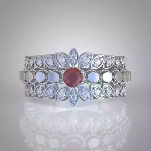 Diamond ring 0455 3D printable model 8