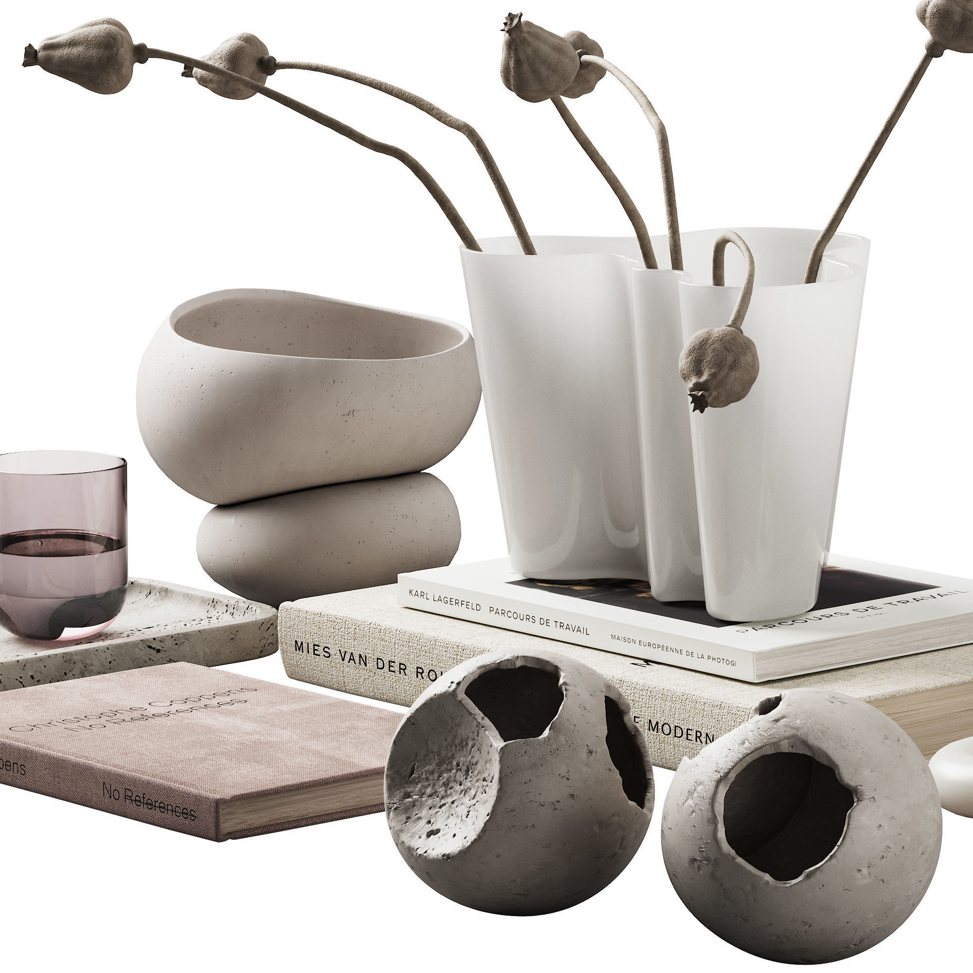 370 decorative set 038 cracked spheres and dried poppy seeds 3D model_9