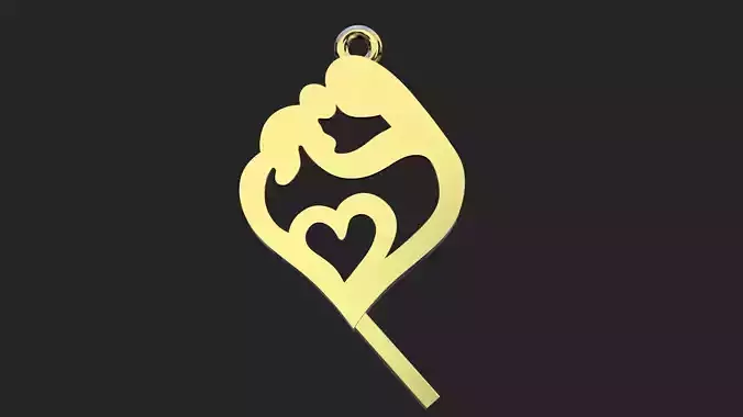 Golden mother and child pendant