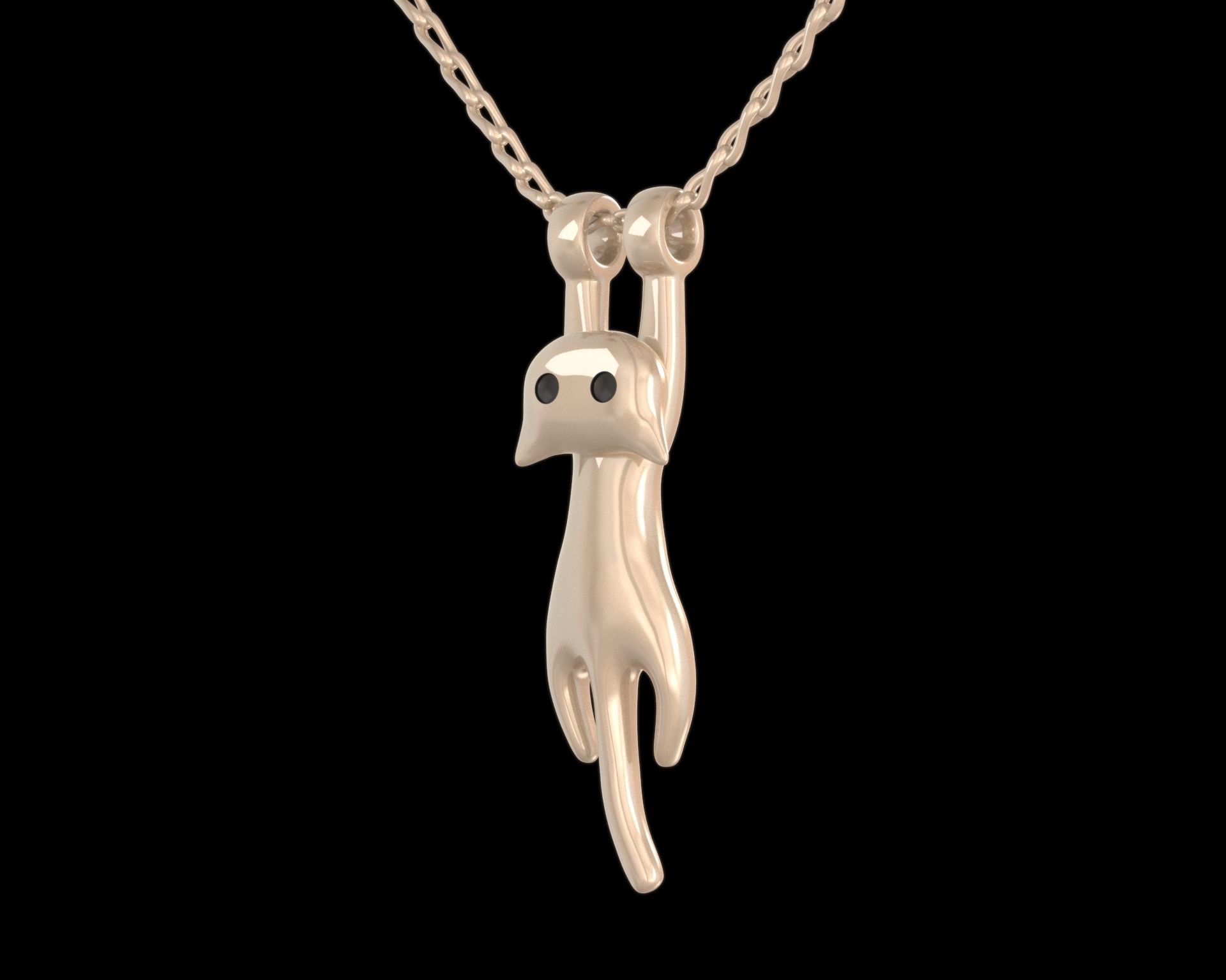 Hanging Cat Pendant 3D print model_3