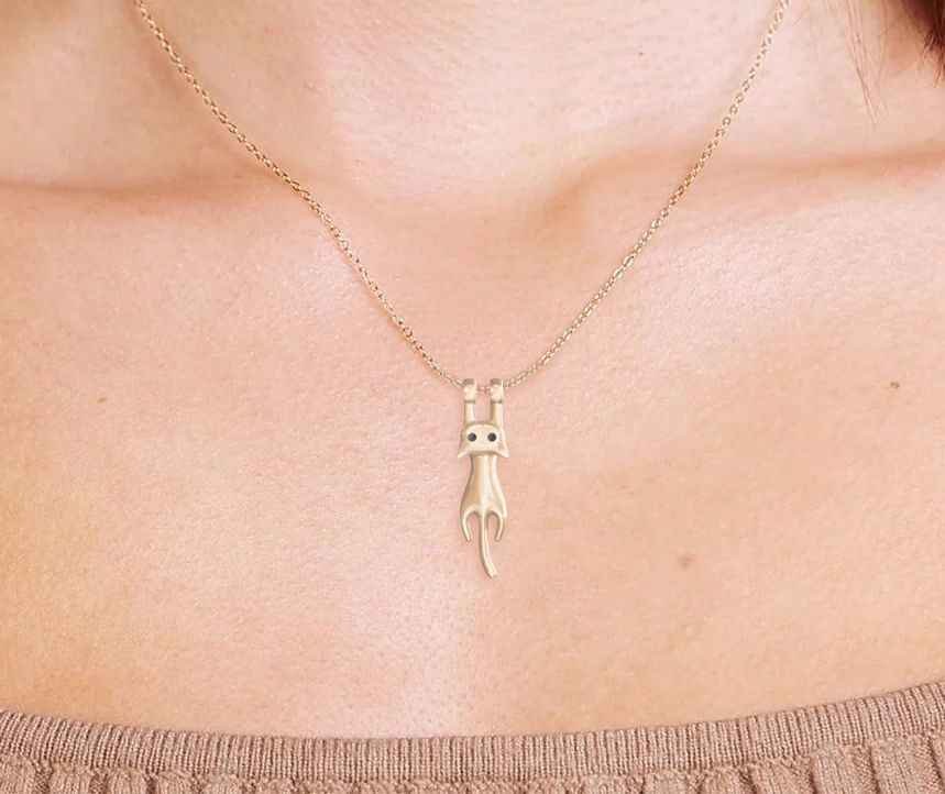 Hanging Cat Pendant 3D print model_2