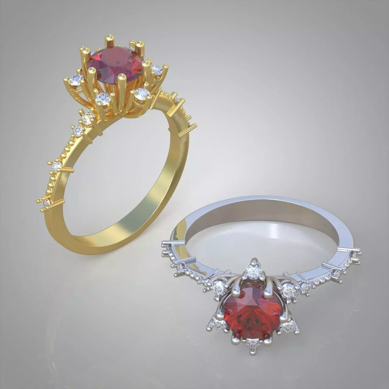 Diamond ring 0472 3D printable model 8 3D print model_0