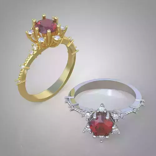 Diamond ring 0472 3D printable model 8