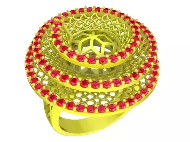 A5649 Ultra Vision Diamond Lattice Women Ring 3D Print