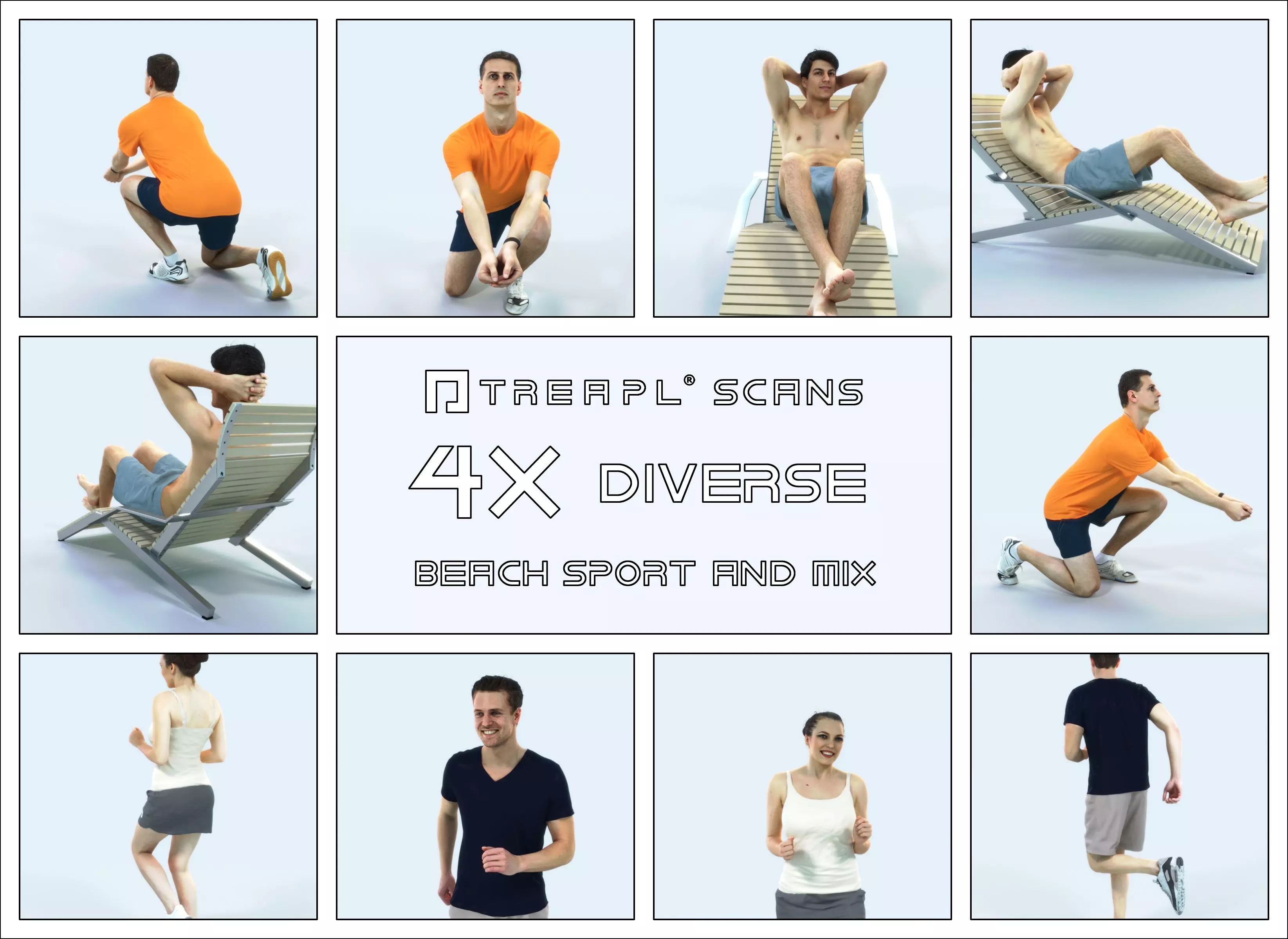 QAG07 4X Sports Beach Running Jogging Man Woman 009 Low-poly 3D model_0