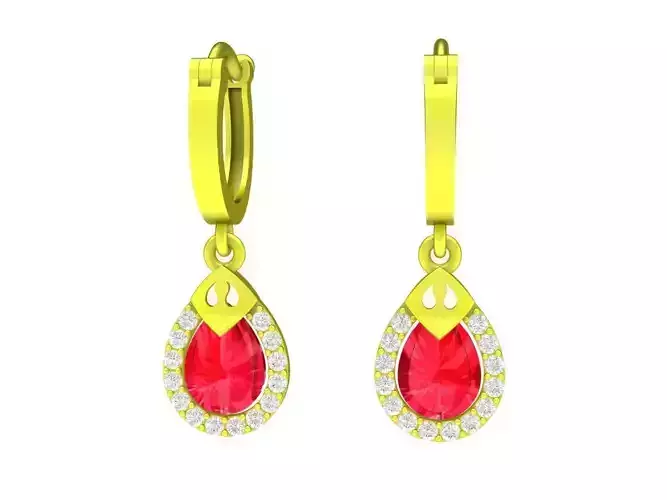 Pear Diamond Drop Huggie Hoop Earrings 5652A