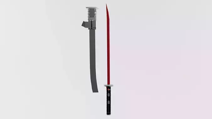 Red sword with scabbard 3D model
