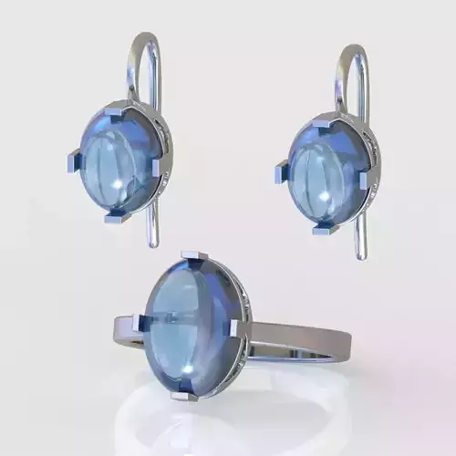 Ring and Earring Set 3D printable model 0110 3D Model Collection