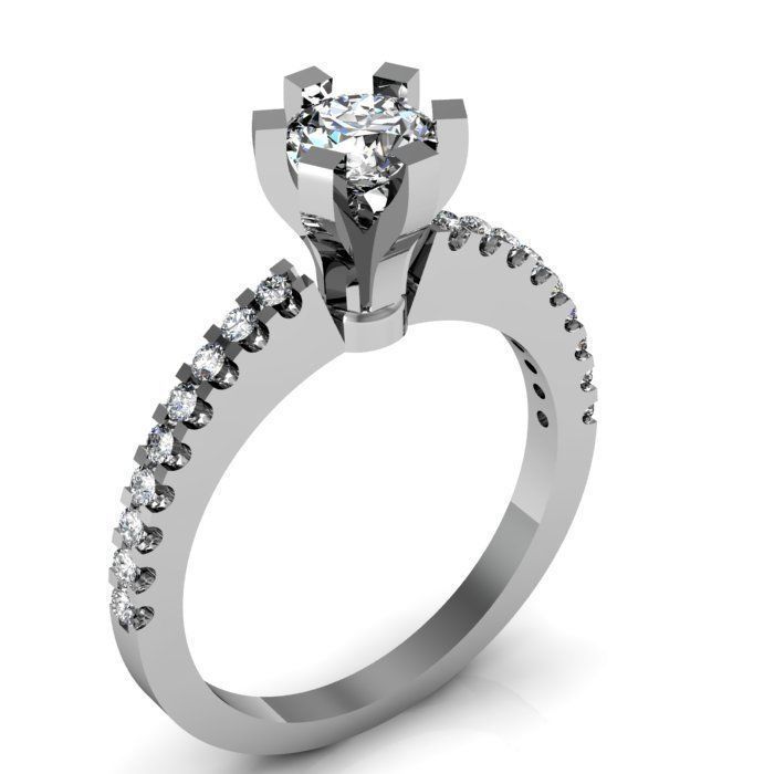 solitaire ring 3D print model_3