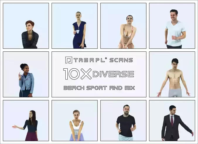 XAG07 10X Sports Beach Running Jogging Man Woman 001 Low-poly 3D model