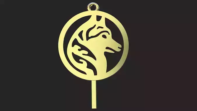 Golden wolf pendant