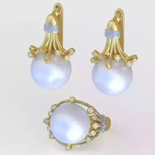 Ring and Earring Set 3D printable model 0115