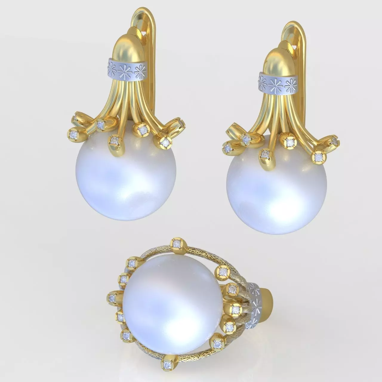 Ring and Earring Set 3D printable model 0115 3D Model Collection_0