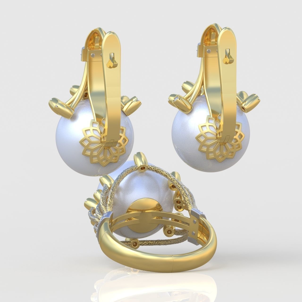 Ring and Earring Set 3D printable model 0115 3D Model Collection_8