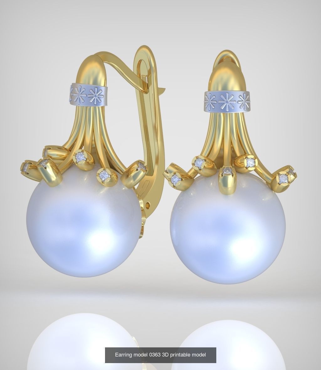 Ring and Earring Set 3D printable model 0115 3D Model Collection_3