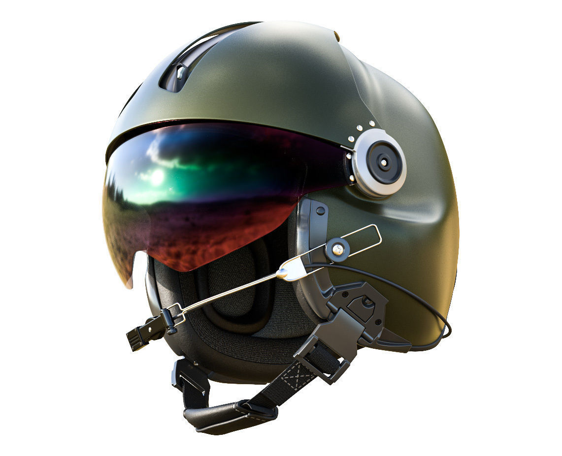 MSA Gallet LH250 Pilot Helmet Helicopter Nato 3D model_1