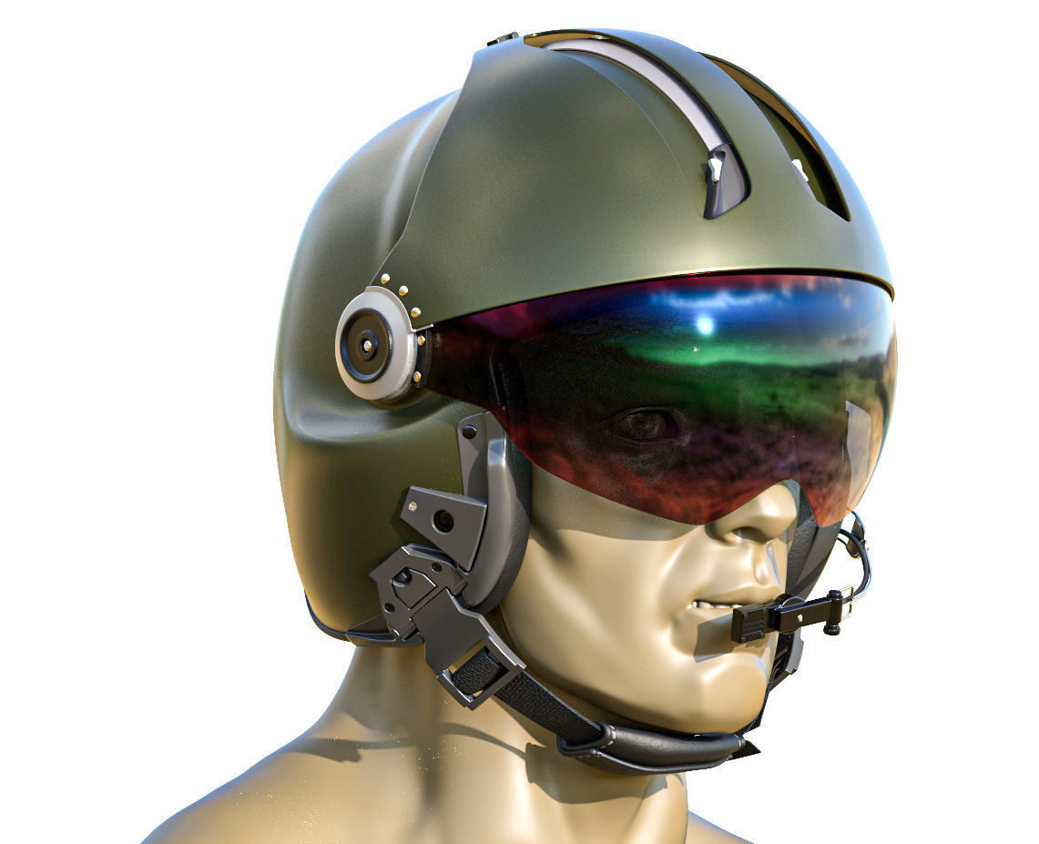 MSA Gallet LH250 Pilot Helmet Helicopter Nato 3D model_2
