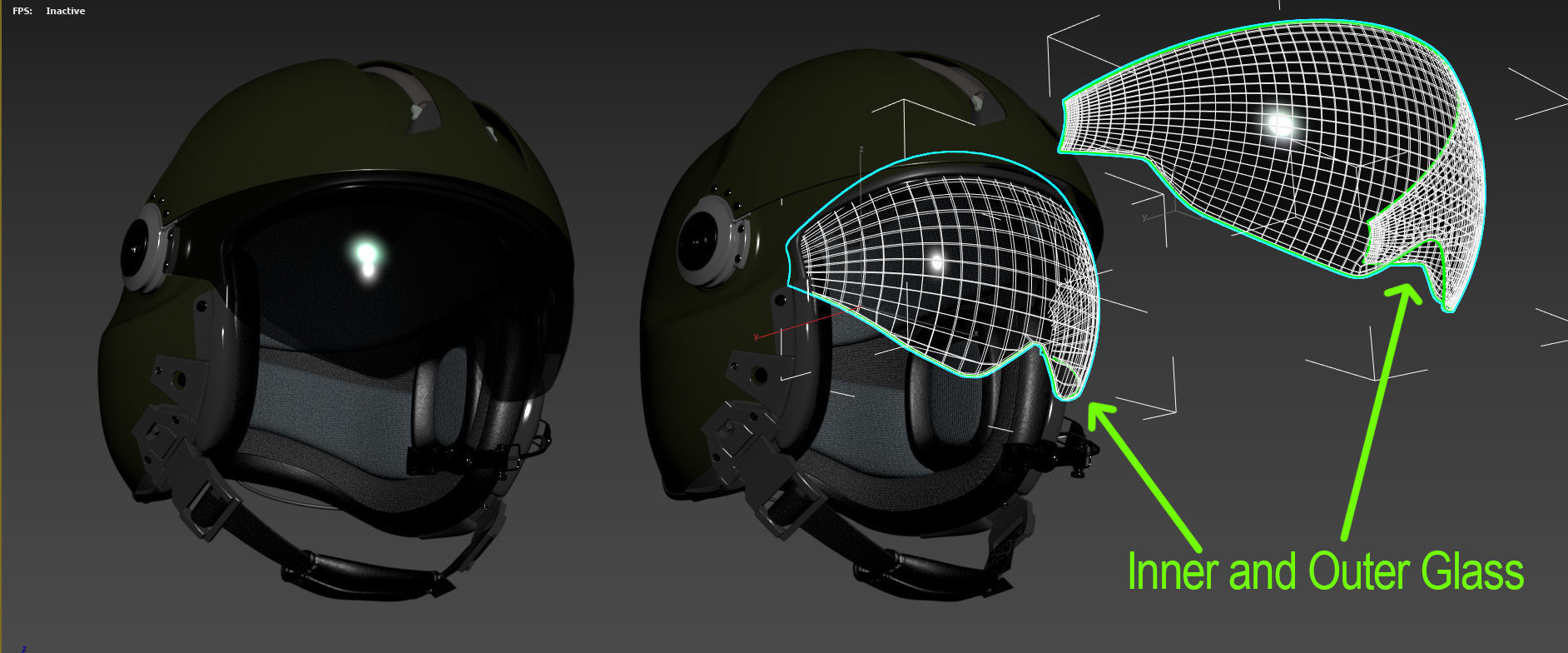 MSA Gallet LH250 Pilot Helmet Helicopter Nato 3D model_7