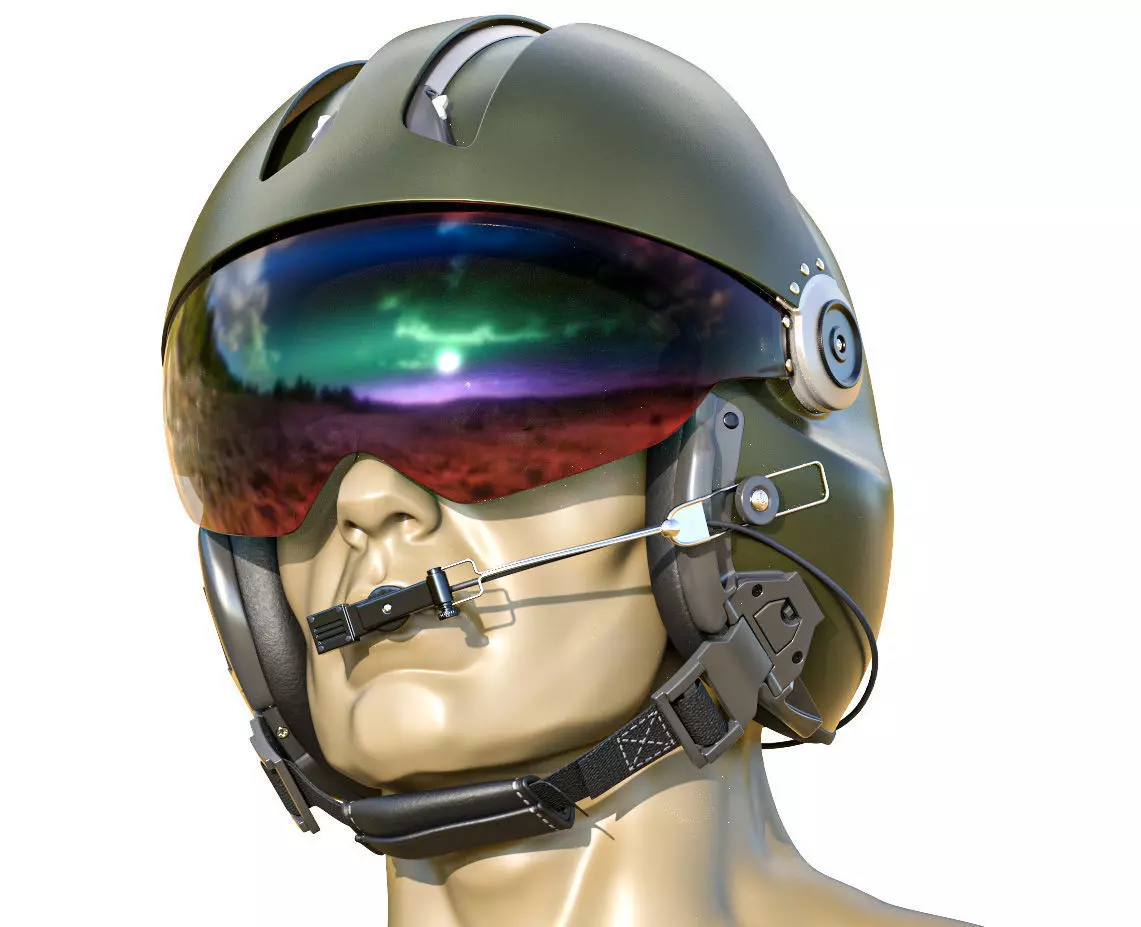 MSA Gallet LH250 Pilot Helmet Helicopter Nato 3D model_0