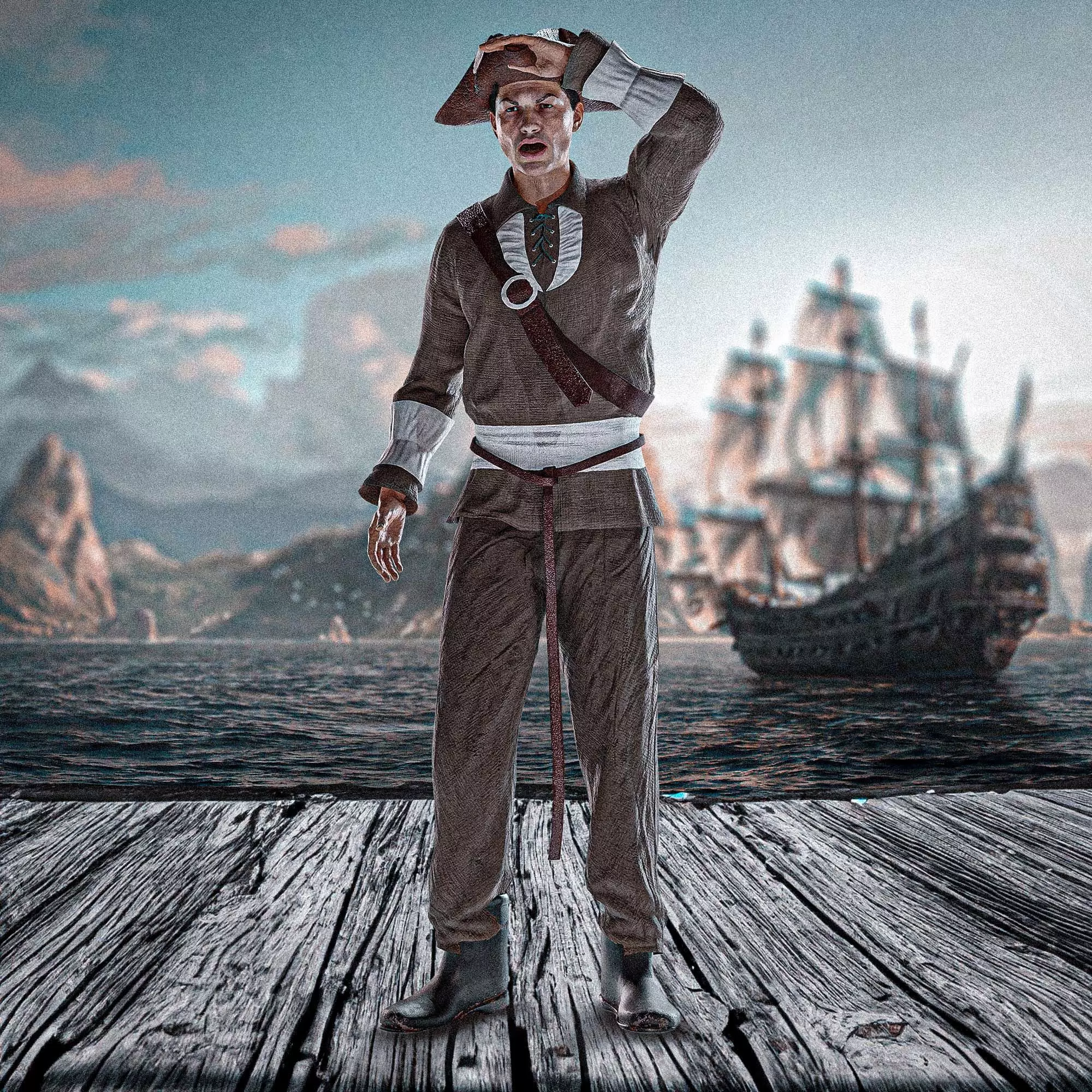 pirat soldier Free low-poly 3D model