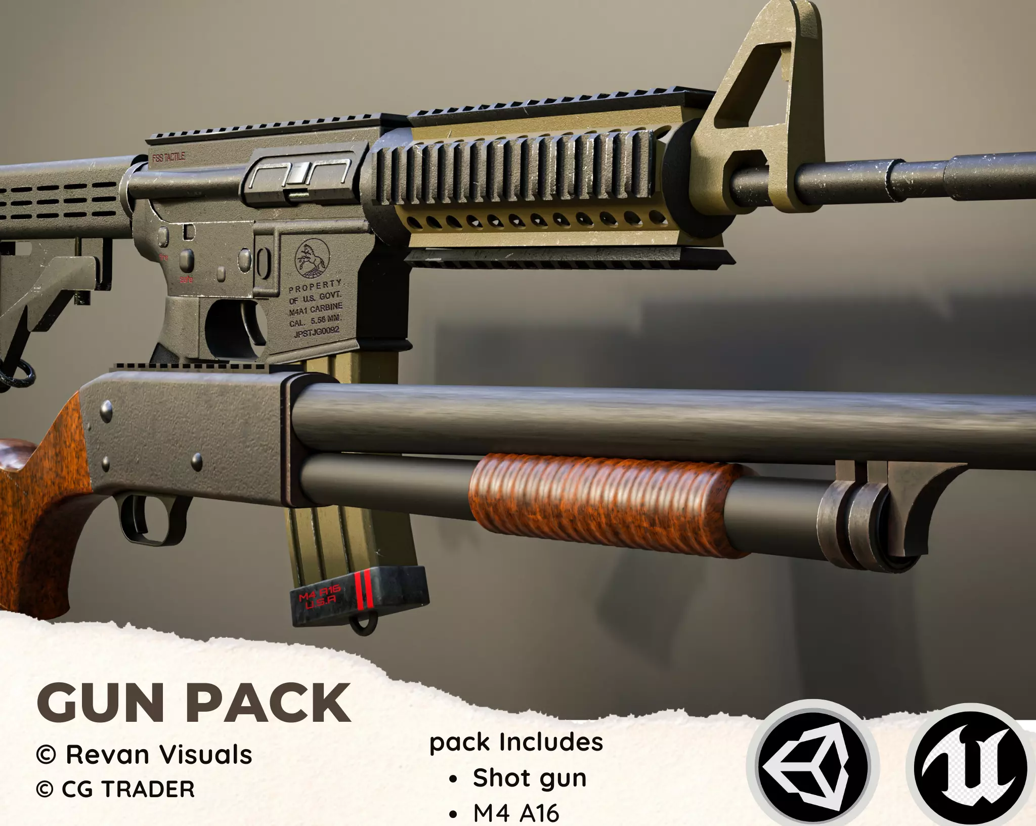 Gun-Pack Low-poly 3D model_0