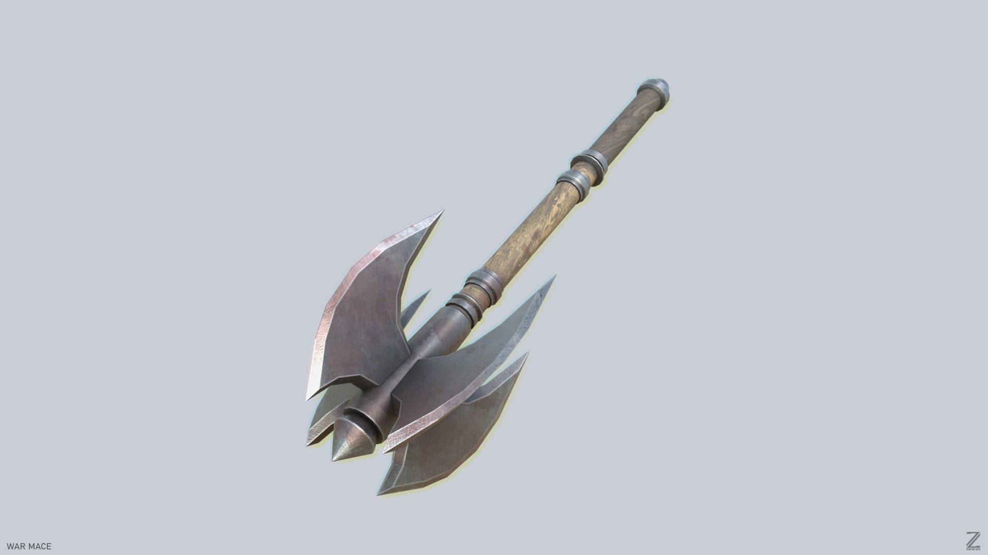 War mace Low-poly 3D model_8