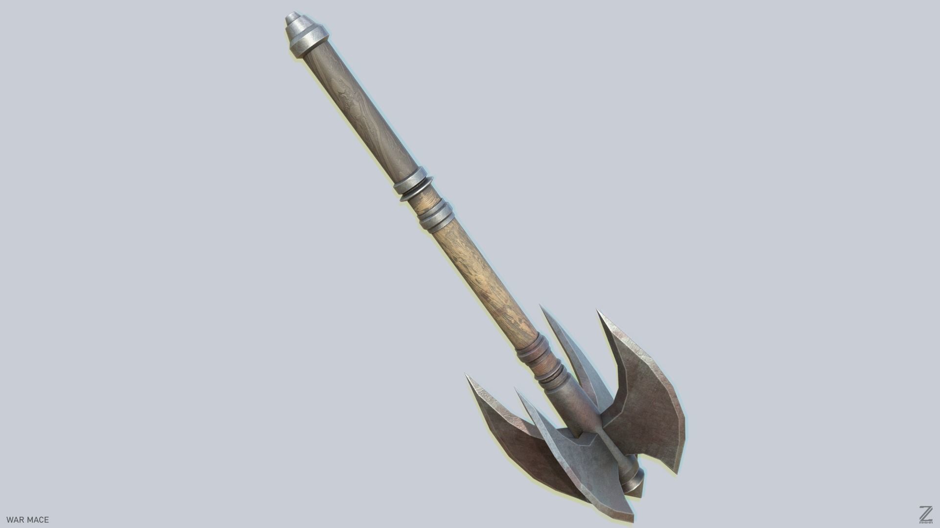 War mace Low-poly 3D model_7