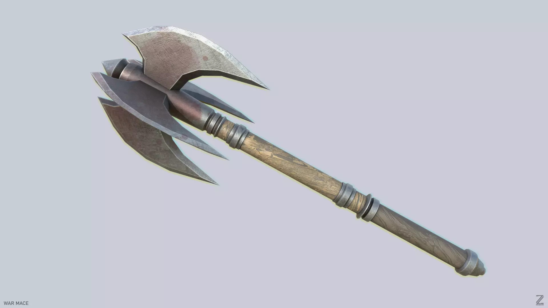 War mace Low-poly 3D model_0