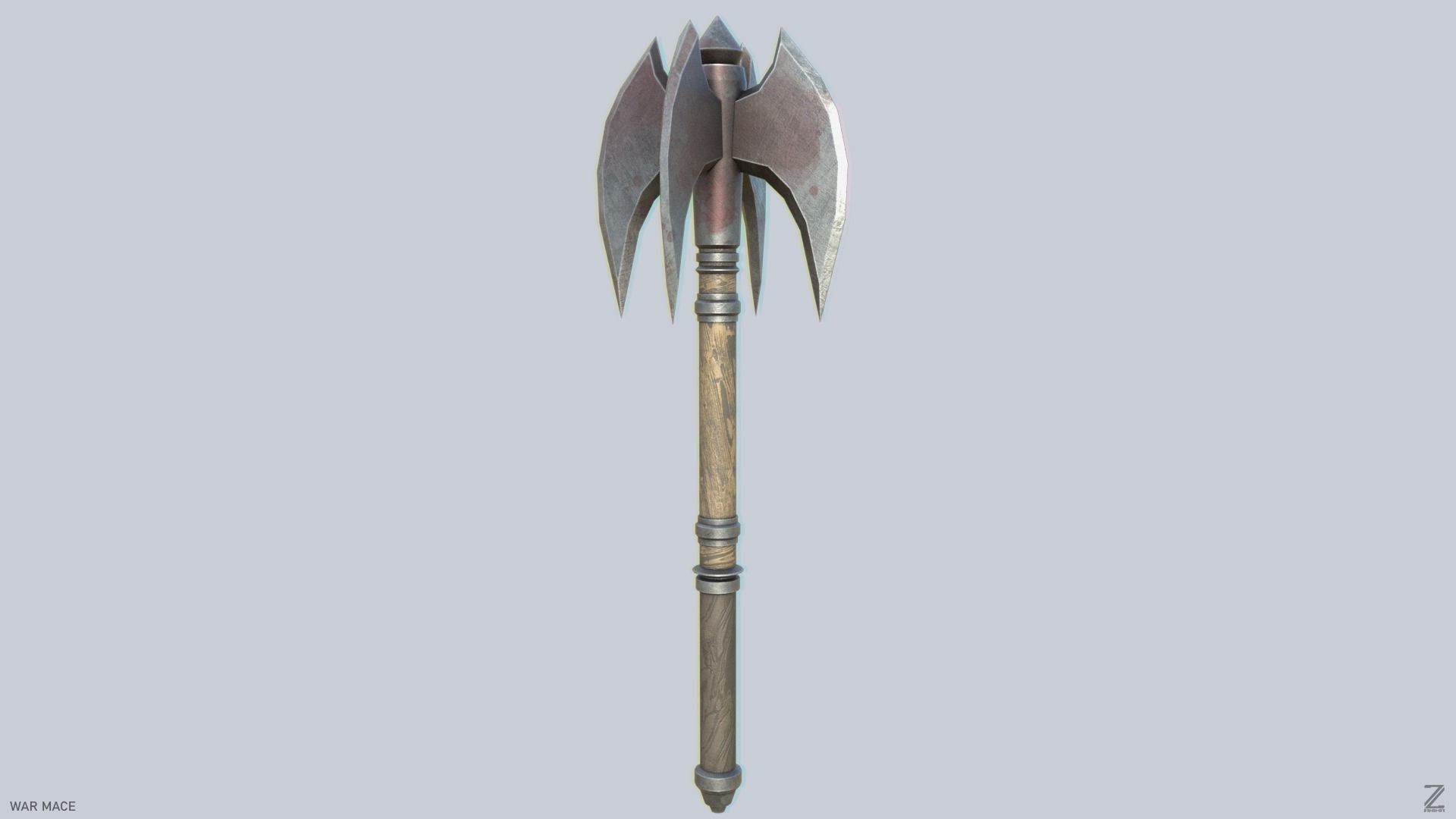 War mace Low-poly 3D model_4