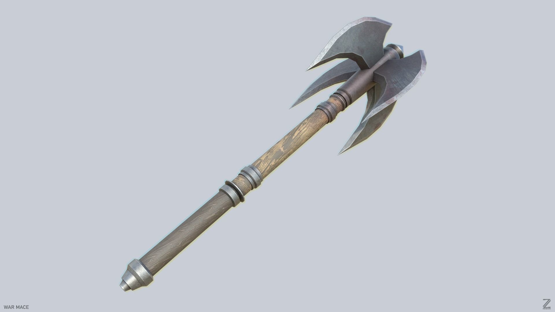 War mace Low-poly 3D model_6