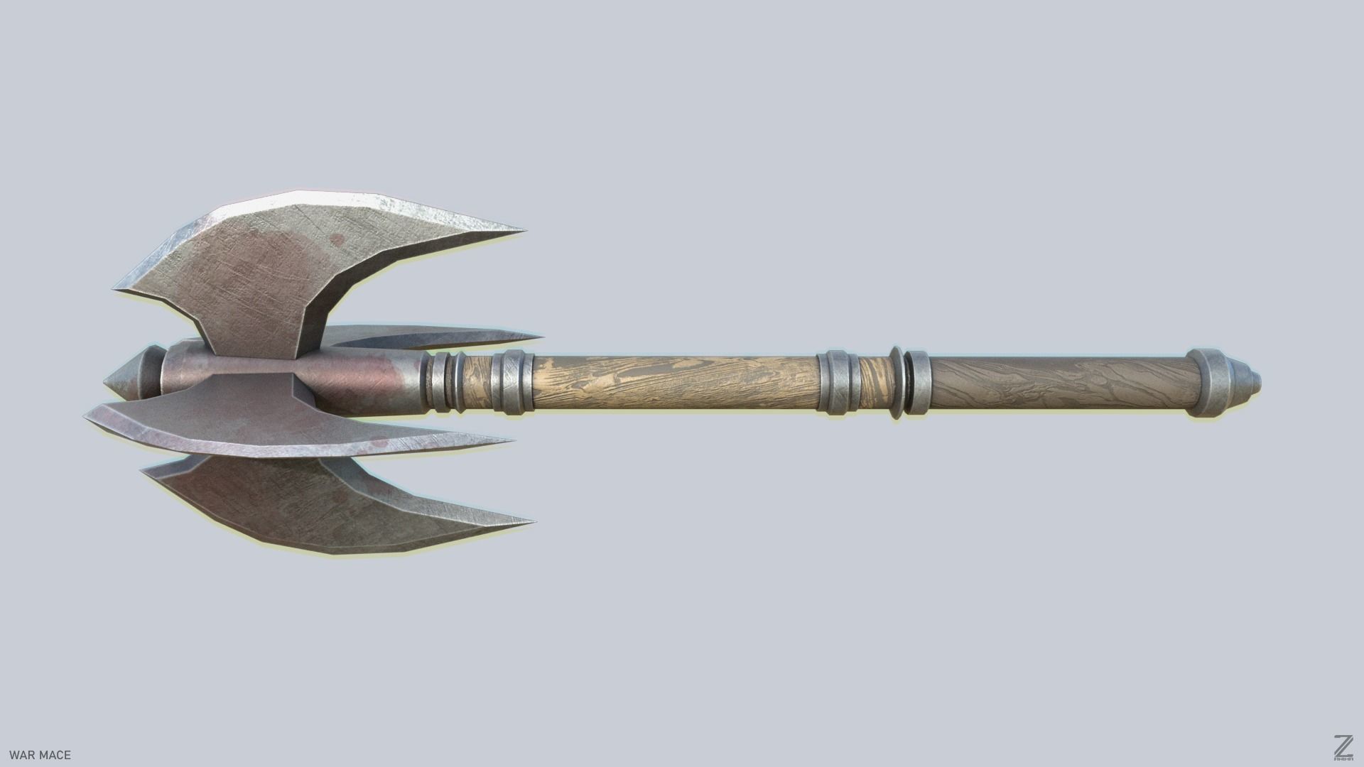 War mace Low-poly 3D model_5