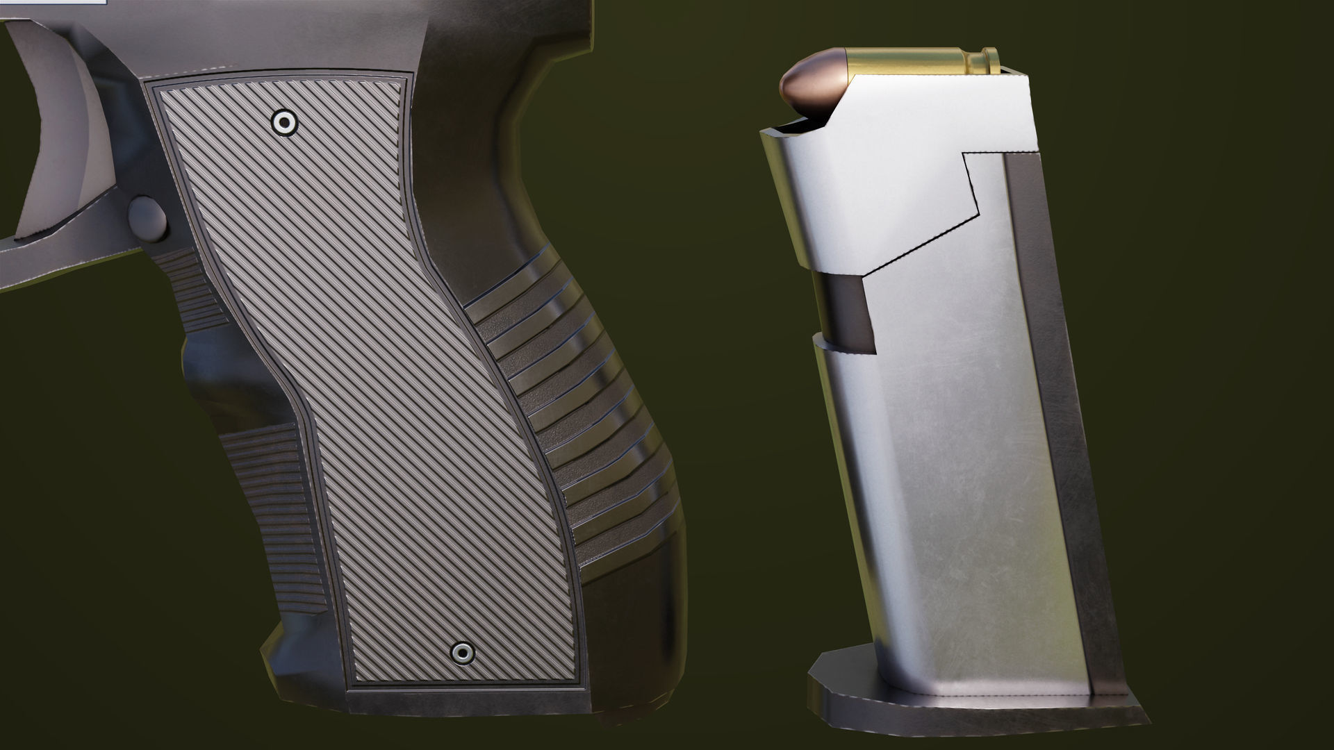 Pistol 04 Generic All PBR Unity UE Textures Included Low-poly 3D model_22