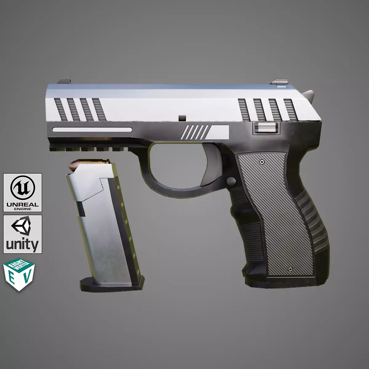 Pistol 04 Generic All PBR Unity UE Textures Included Low-poly 3D model_0